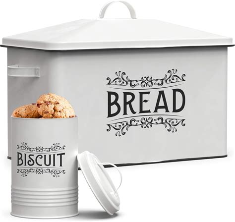 White Metal Farmhouse Bread Box 